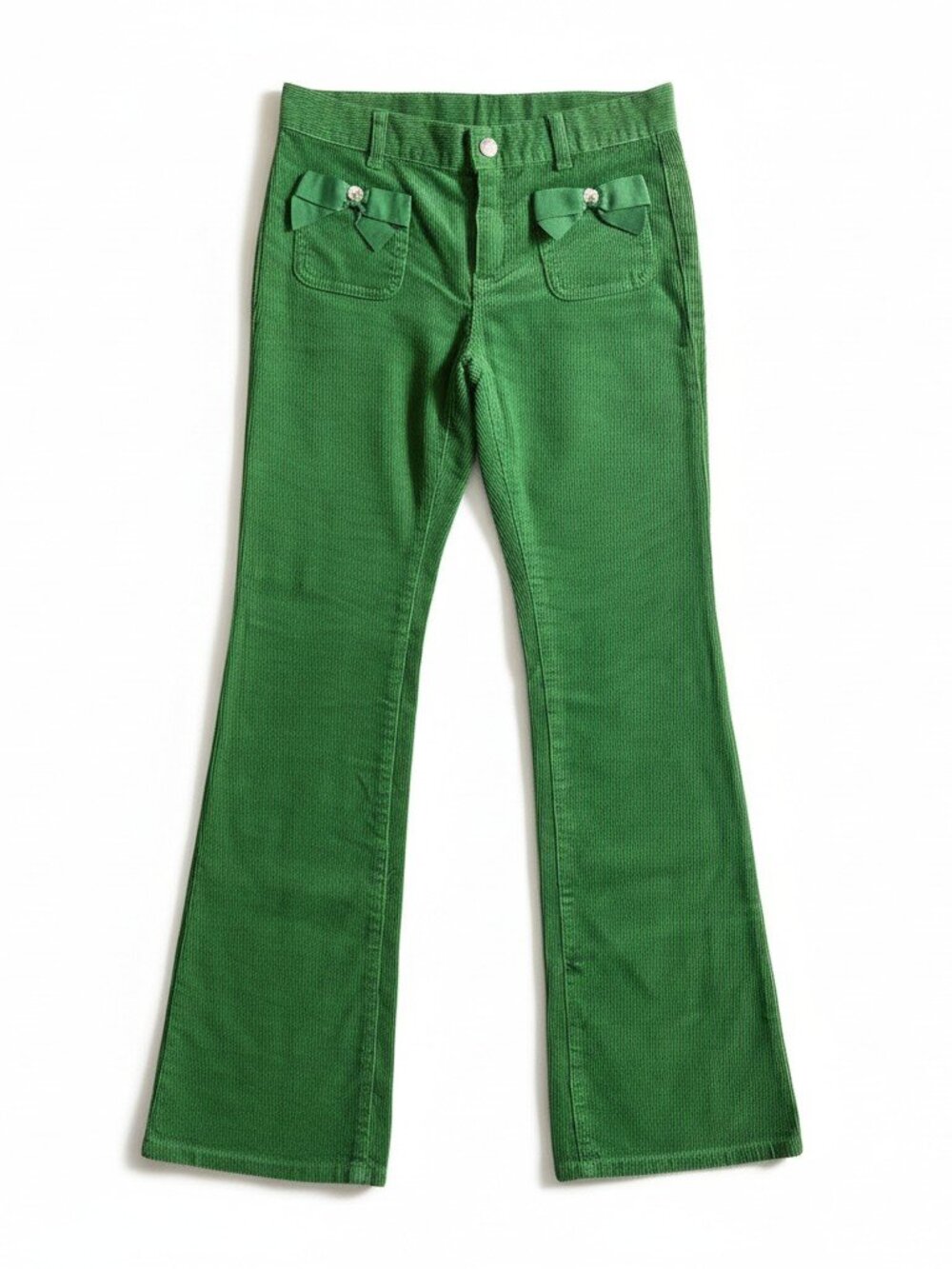 NWT Gymboree Bright Green Corduroy Flare Pants Girls School Casual - Picture 1 of 8